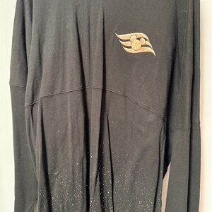 Black Long Sleeve Top with Gold Logo